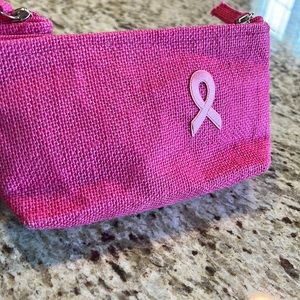 Breast Cancer Awareness Mini Jute Cosmetic Bags.